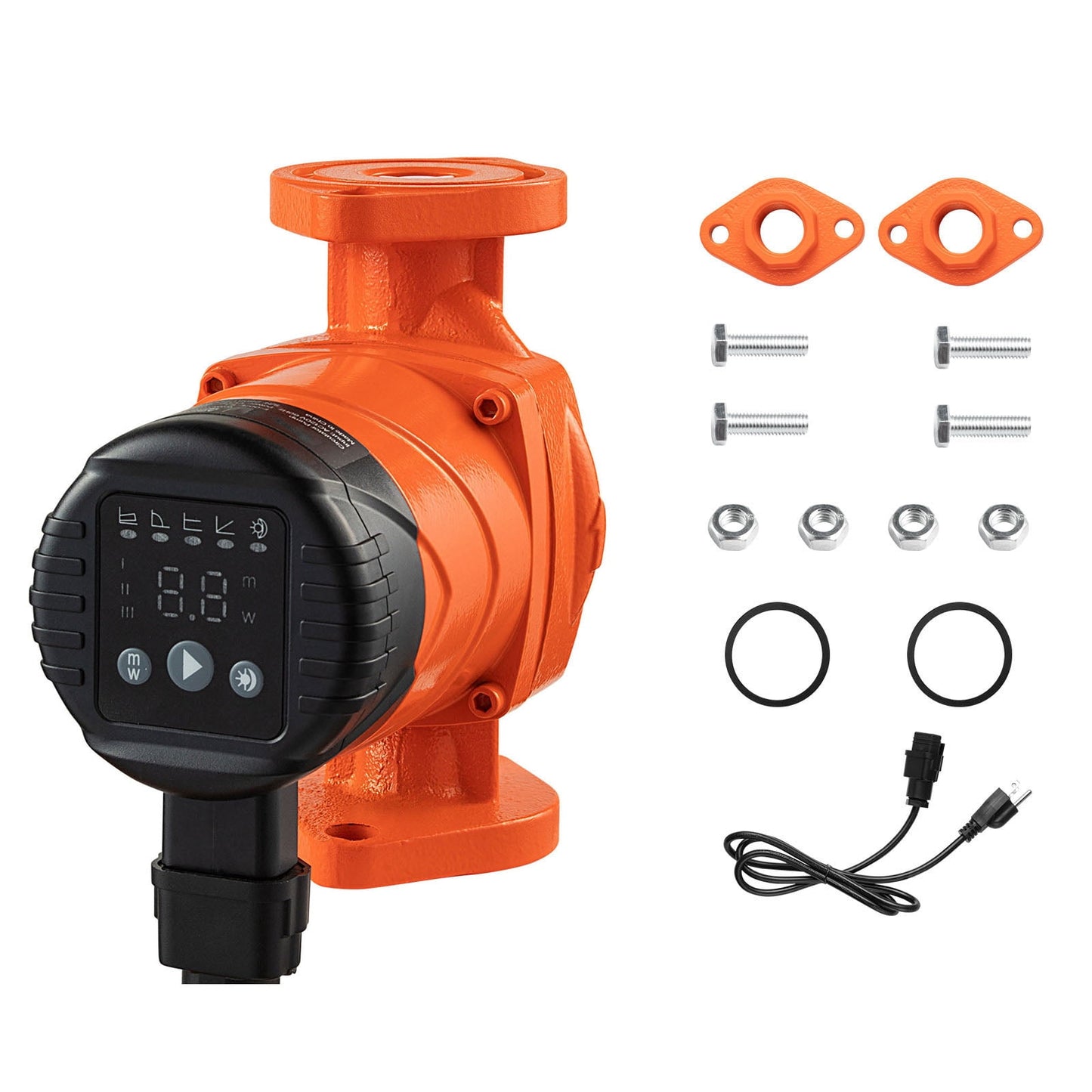 KFFKFF High-Efficiency Circulator Pump, 16 GPM,120V,20 ft Cast Iron Hot Water Recirculation Pump with 1-Inch Flange Connection, Built-In Check Valve, Quiet Performance for Residential Heating Systems