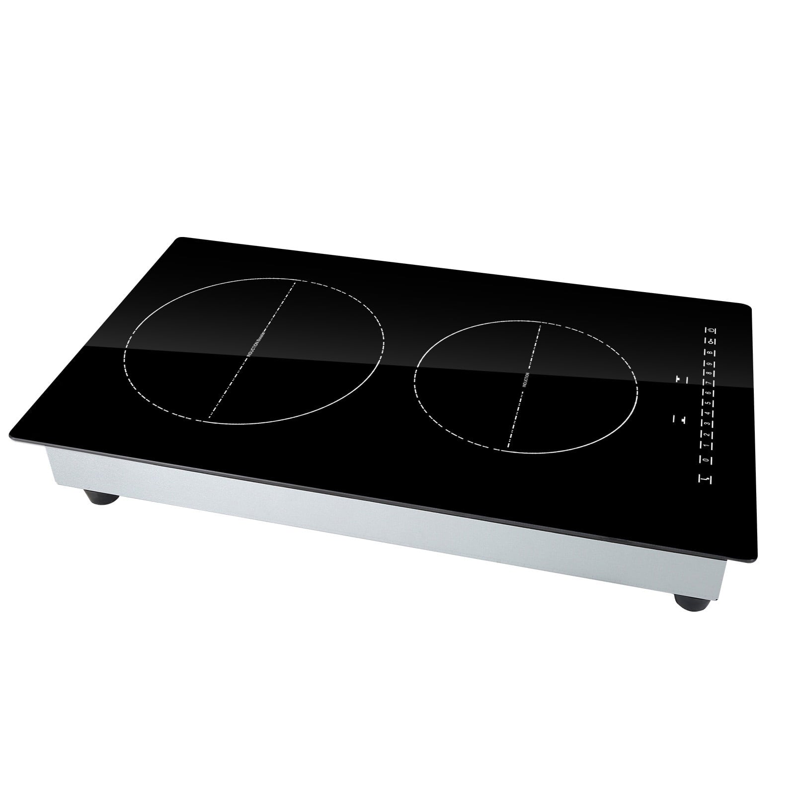 KFFKFF Induction Cooking Plate, Dual Burners, 12'' Magnetic Built-in Stove, 3000W Power, 9 Adjustable Heat Levels, LED Touch Display with Child Safety Lock & Overheat Protection