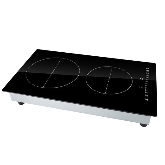 KFFKFF Induction Cooking Plate, Dual Burners, 12'' Magnetic Built-in Stove, 3000W Power, 9 Adjustable Heat Levels, LED Touch Display with Child Safety Lock & Overheat Protection