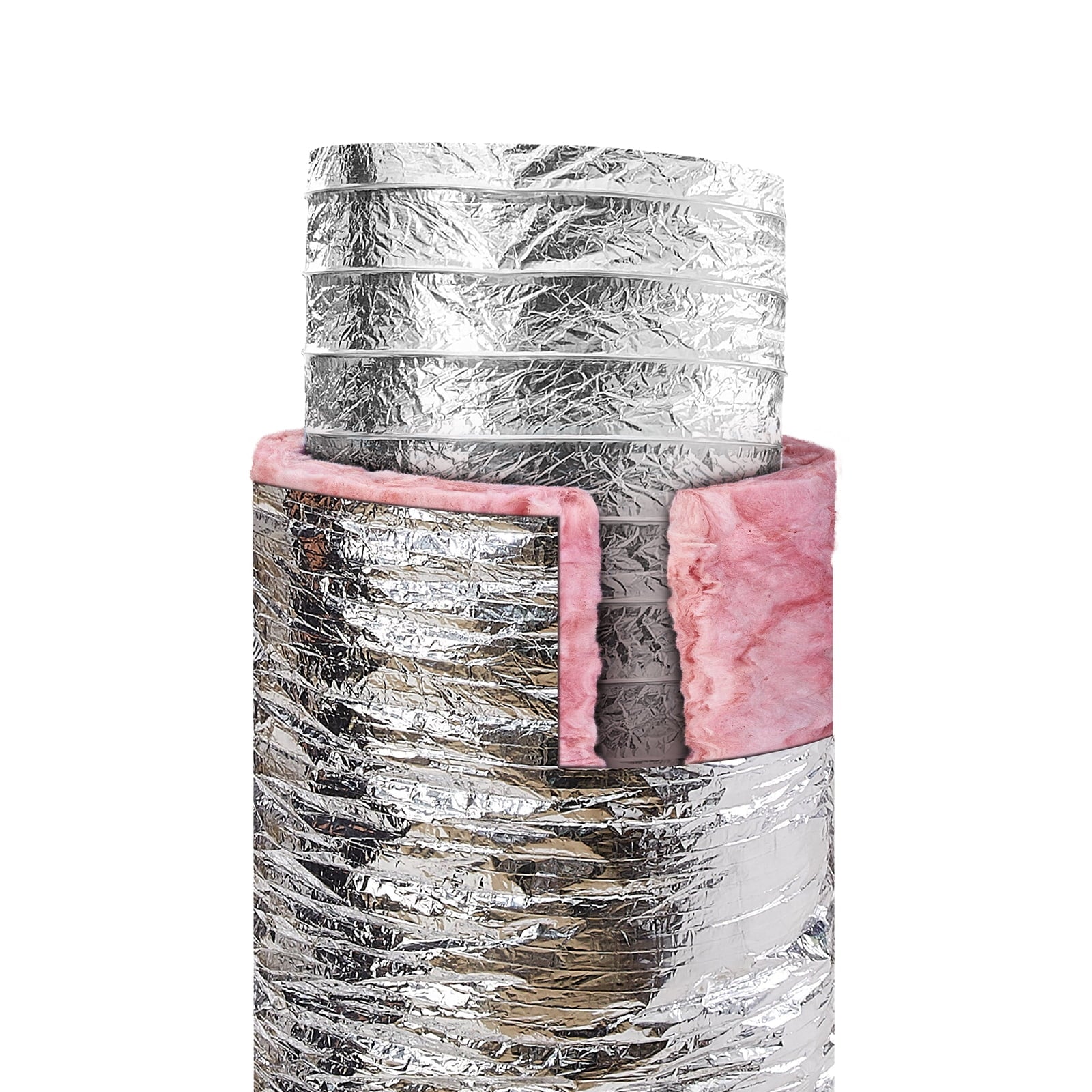 KFFKFF Insulated Flexible Dryer Vent Hose, 4'' Diameter, 25FT Length with 2 Clamps, Durable Three-Layer Design for HVAC Systems, Heating, Cooling, Ventilation, and Exhaust