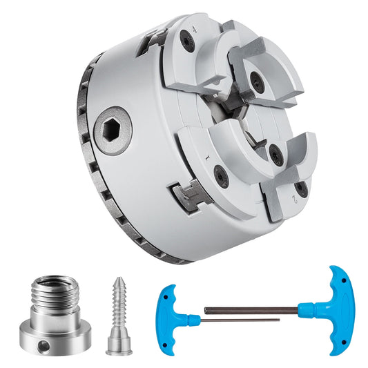 KFFKFF KP2-3/4 Chuck for Lathe, 4-Jaw with 2.75" Diameter, Metal Turning Machine Accessory, Self-aligning Tool, Suitable for Precision Engineering, Grinding Devices, Milling Equipment