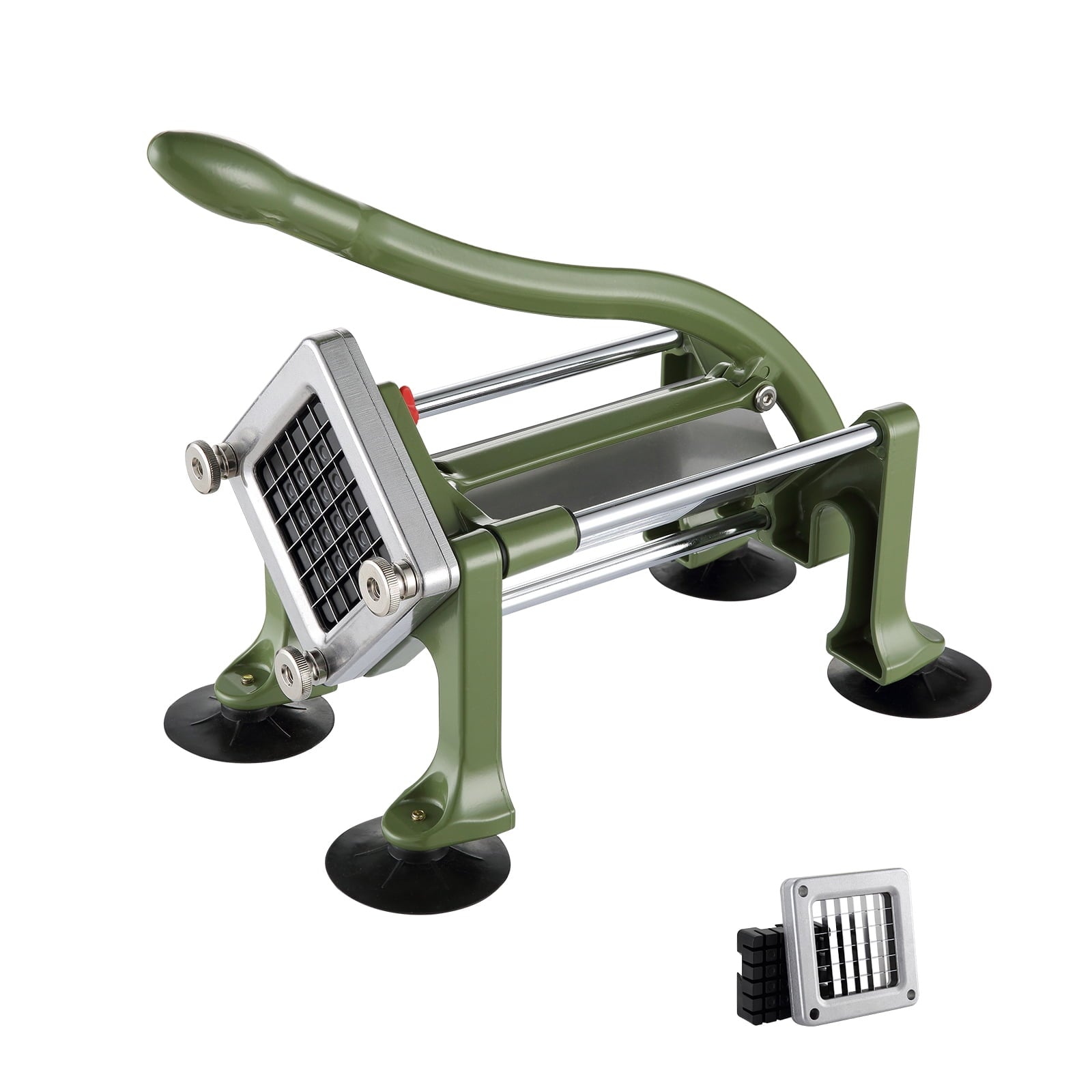 KFFKFF Manual French Fry Cutter with 1/2-Inch Stainless Steel Blade, Vegetable Slicer with Suction Cups, Ideal for Potatoes, Fries, Cucumbers, Carrots, and Other Vegetables