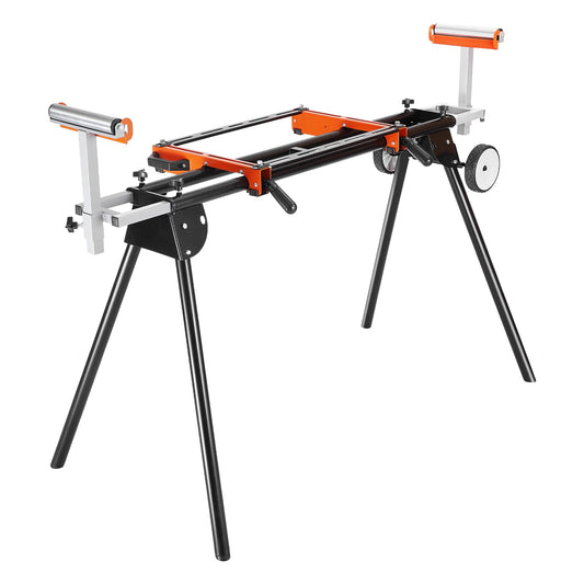 KFFKFF Miter Saw Stand, Steel Stand with 550lbs Weight Capacity, Collapsible and Compact, Adjustable Dimensions and Height, Comes with Unified Mounting Brackets and Clamps