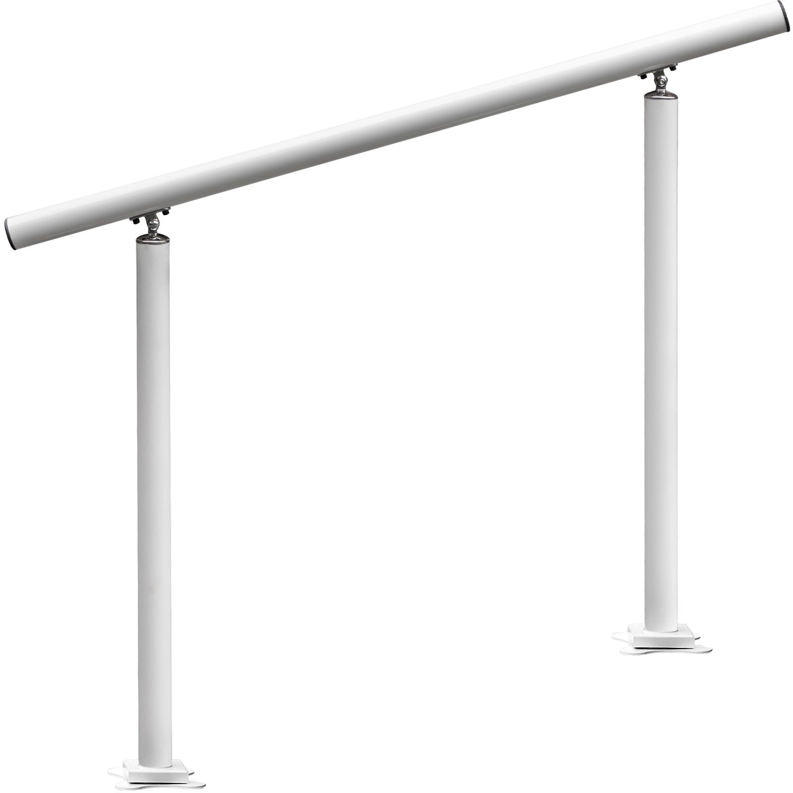KFFKFF Outdoor Stair Railing Kit, 4 FT Handrails for 1-4 Steps, Adjustable Angle White Aluminum Hand Rail for Seniors, Handrails for Exterior Steps