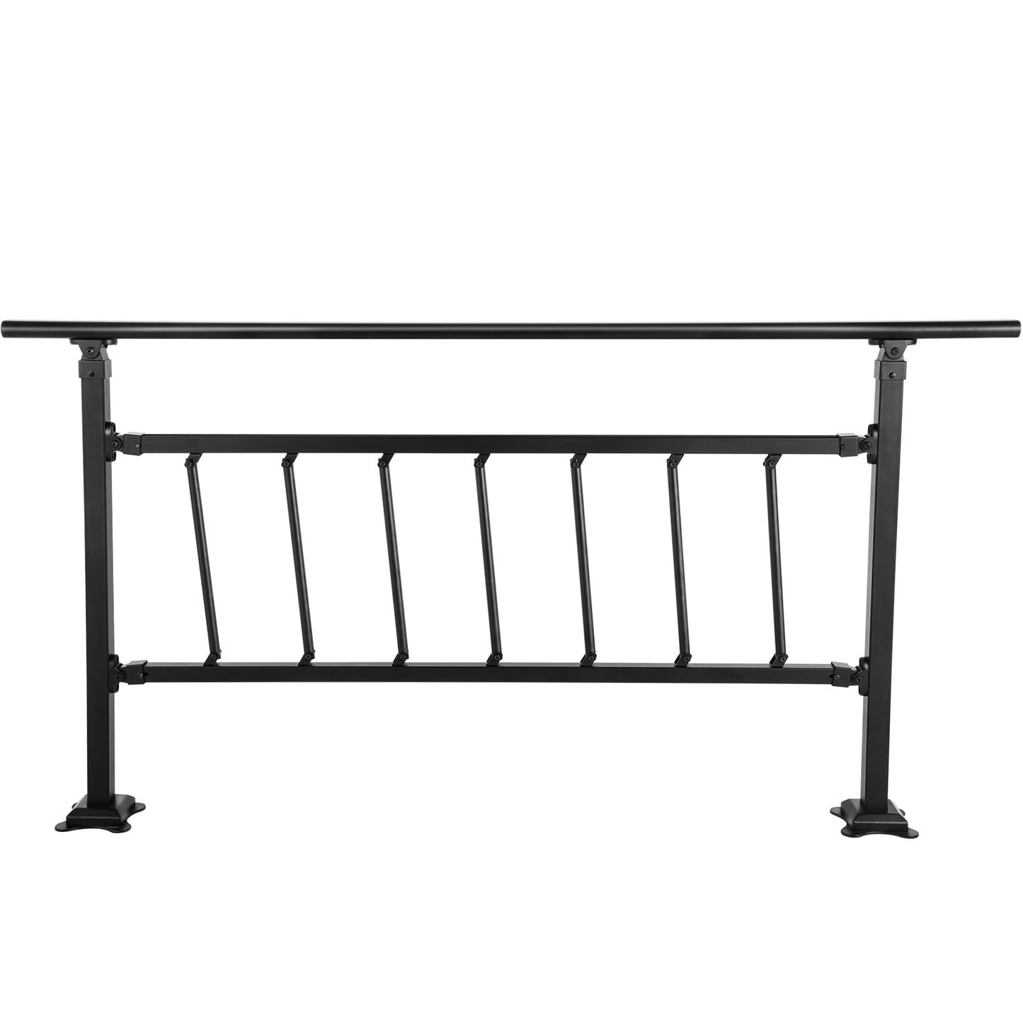 KFFKFF Outdoor Step Handrail, Suitable for 1-5 Steps, Adjustable Iron Handrail, Exterior Stair Railing with Fence, Handrails for Cement Steps with Assembly Kit, Matte Black