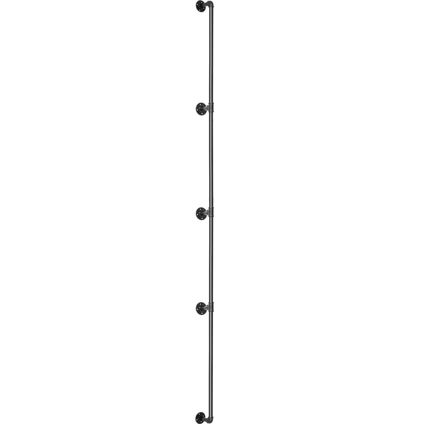 KFFKFF Pipe Stair Handrail, 13FT, Supports up to 440LBS, Carbon Steel, Industrial Style with Wall Mounts, Smooth Round Corners, Suitable for Both Indoor and Outdoor Use