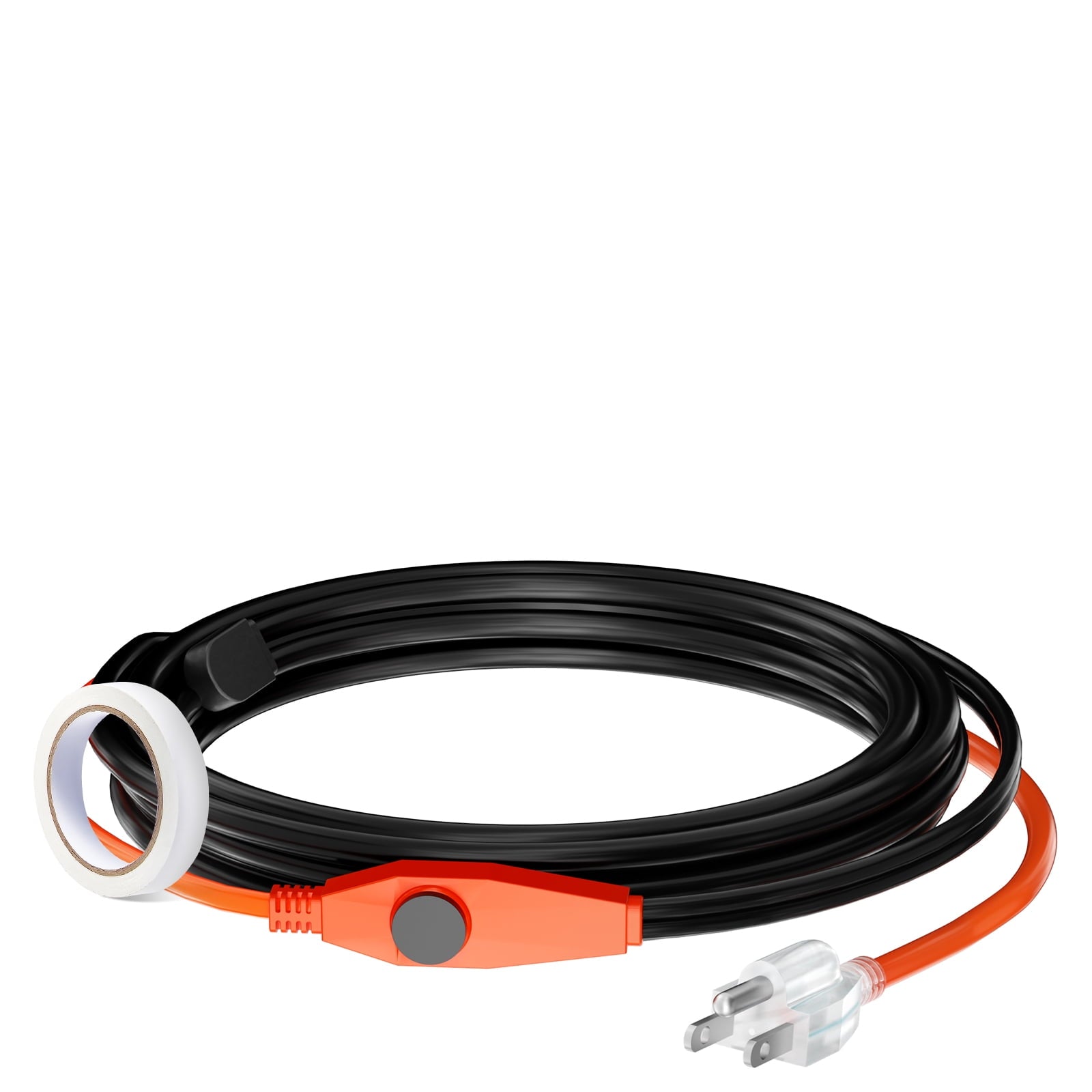 KFFKFF Pipe Warming Wire, 12FT 7W/FT Thermal Strip for Tubes with Integrated Temperature Control, Water Conduit Warming Wire Safeguards PVC Tubing, Metallic and Synthetic Tubes from Ice Formation