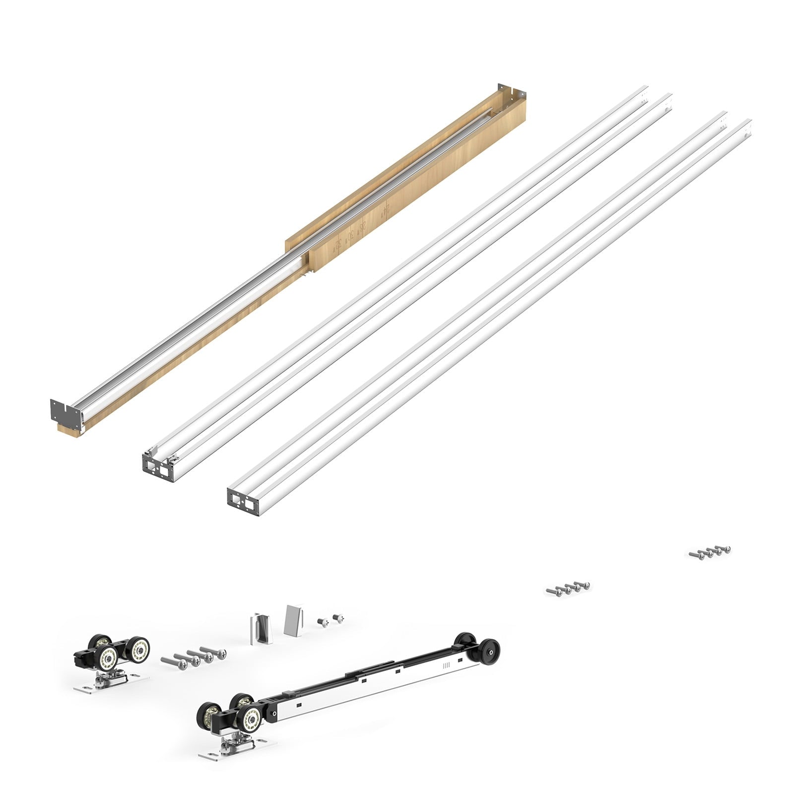 KFFKFF Pocket Door Frame Kit, Compatible with 24-32 in Wide and 80 in High Doors, Features Two-Way Soft Close Mechanism, Smooth and Quiet Sliding, Simple Installation, Durable Galvanized Steel