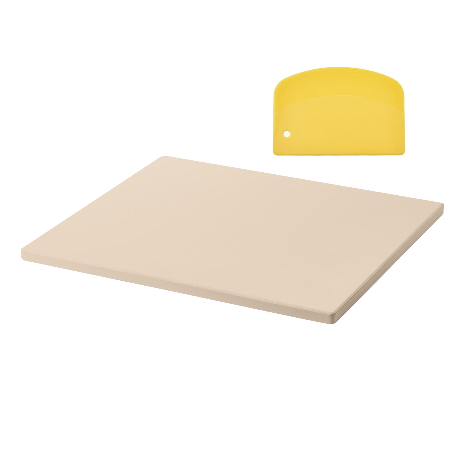 KFFKFF Rectangular Cordierite Pizza Stone, 16 x 14 x 0.6 Inch, Heat-Resistant Baking Stone with Scraper, Ideal for Ovens and BBQ Grills, Withstands Temperatures up to 1450â„‰