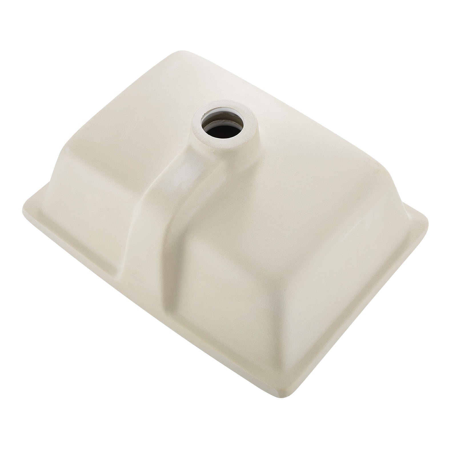 KFFKFF Rectangular Undermount Bathroom Sink, 15.75 x 12.01 Inch White Ceramic Vessel with Overflow, Under Counter Drop-In Modern Vanity Basin for Compact Spaces