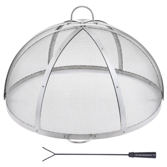 KFFKFF Round Fire Pit Spark Screen, 36", Durable Steel Construction, Patio Firepit Top Cover, Convenient Open Design with Ring Handle, Ideal for Outdoor Backyard Use