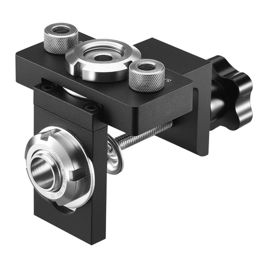 KFFKFF Self-Centering Doweling Jig Kit, Aluminum Alloy Woodworking Tool for Precise Holes, Includes 3 Drill Bit Sizes: 5/16", 3/8", and 19/32", Adjustable Width for Various Woodworking Applications
