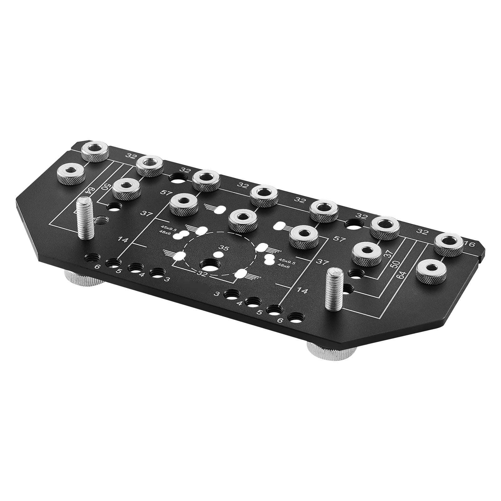 KFFKFF Shelf Pin and Hinge Jig Combo, Aluminum Alloy Drilling Template with 1/4" & 3/16" Bits, Ideal for Cabinet Doors, Shelves, Wardrobes, and DIY Woodworking Projects
