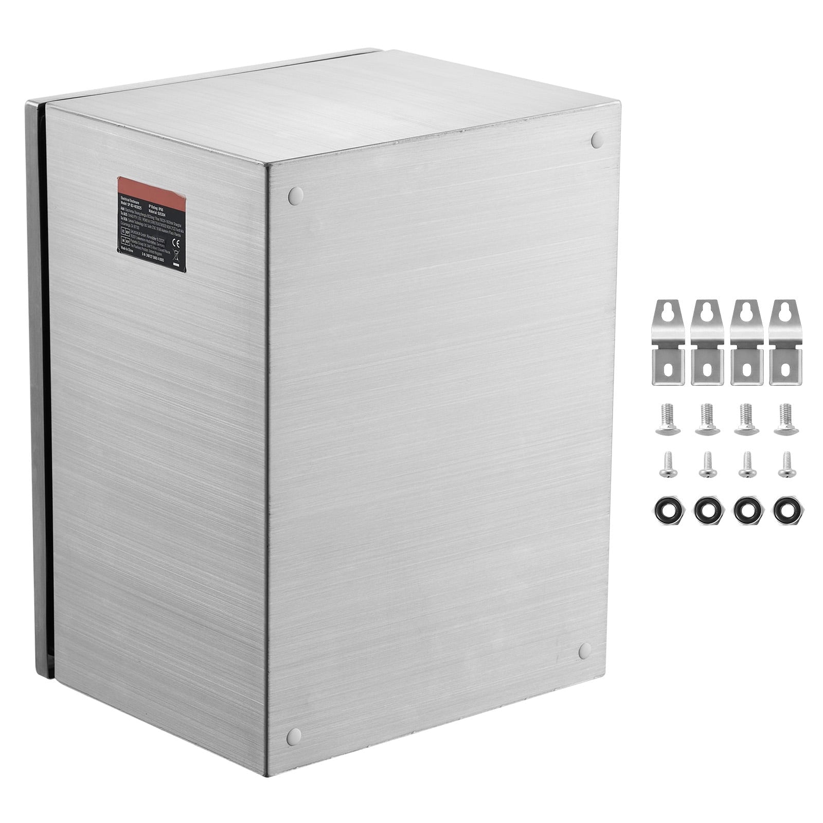 KFFKFF Steel Electrical Enclosure Box, 16"x 12"x 10", 304 Stainless Steel Wall-Mounted Outdoor Equipment Housing with Mounting Plate, Hinges, and Lock, IP66 Weatherproof