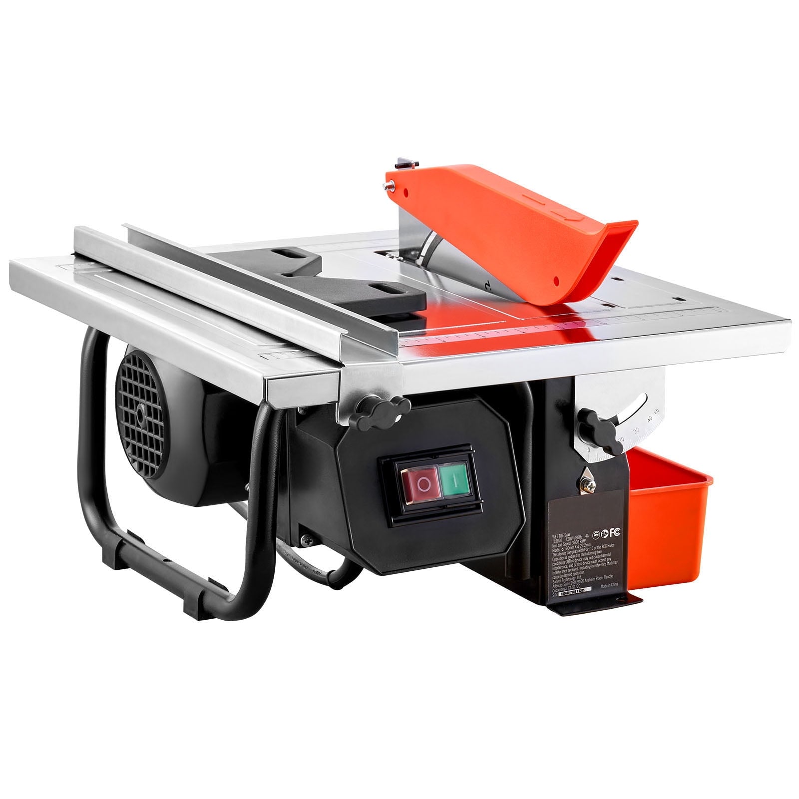 SKYSHALO Wet Tile Saw, 7-Inch 65Mn Steel Blade, 3500 RPM Induction Motor, 0-45 Degree Bevel Angle for Cutting Tile and Stone, Stainless Steel Deck, Suitable for DIY