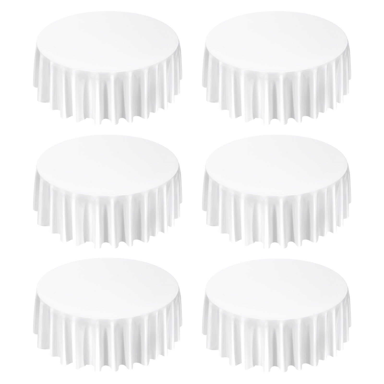 KFFKFF White Round Tablecloths 6 Pack, 120-Inch Diameter, Durable and Wrinkle-Resistant, Machine Washable Polyester Fabric, Ideal for Weddings, Parties, Banquets, and Formal Gatherings