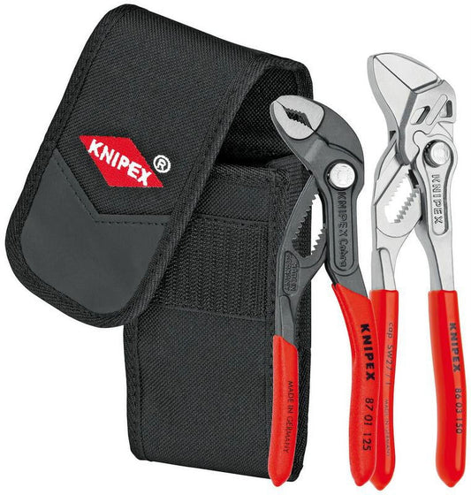 KNIPEX Tools 00 20 72 V01, Mini Cobra Pliers and Pliers Wrench 2-Piece Set with Belt Pouch