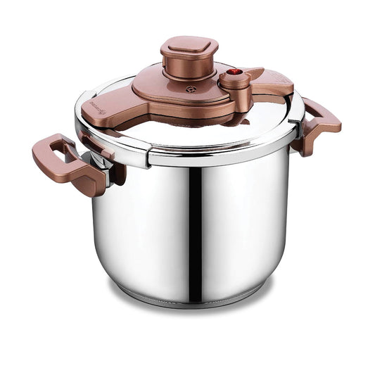 KORKMAZ Tessa Pressure Pot, Stainless Steel Pressure Cooker with Pressure Settings and Smart Lock System, 7.40  qt