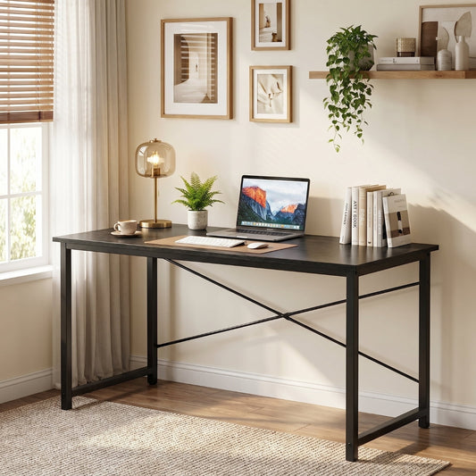 Kelno 55 Inch Computer Desk Home Office Writing Study Desk Gaming Tableï¼ŒBlack