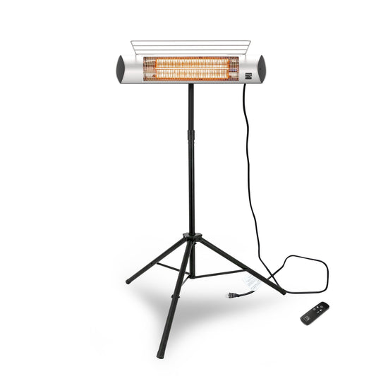 Kenmore Carbon Infrared 1500W Electric Patio Heater with Tripod and Remote, KH-7E01-SSTP, Silver