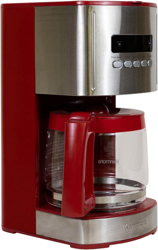 Kenmore drip Coffee Maker - 12 Cup Programmable Cafe Machine With Glass Pot, Regular & Bold Brew, Auto Shut Off Large Water Rese