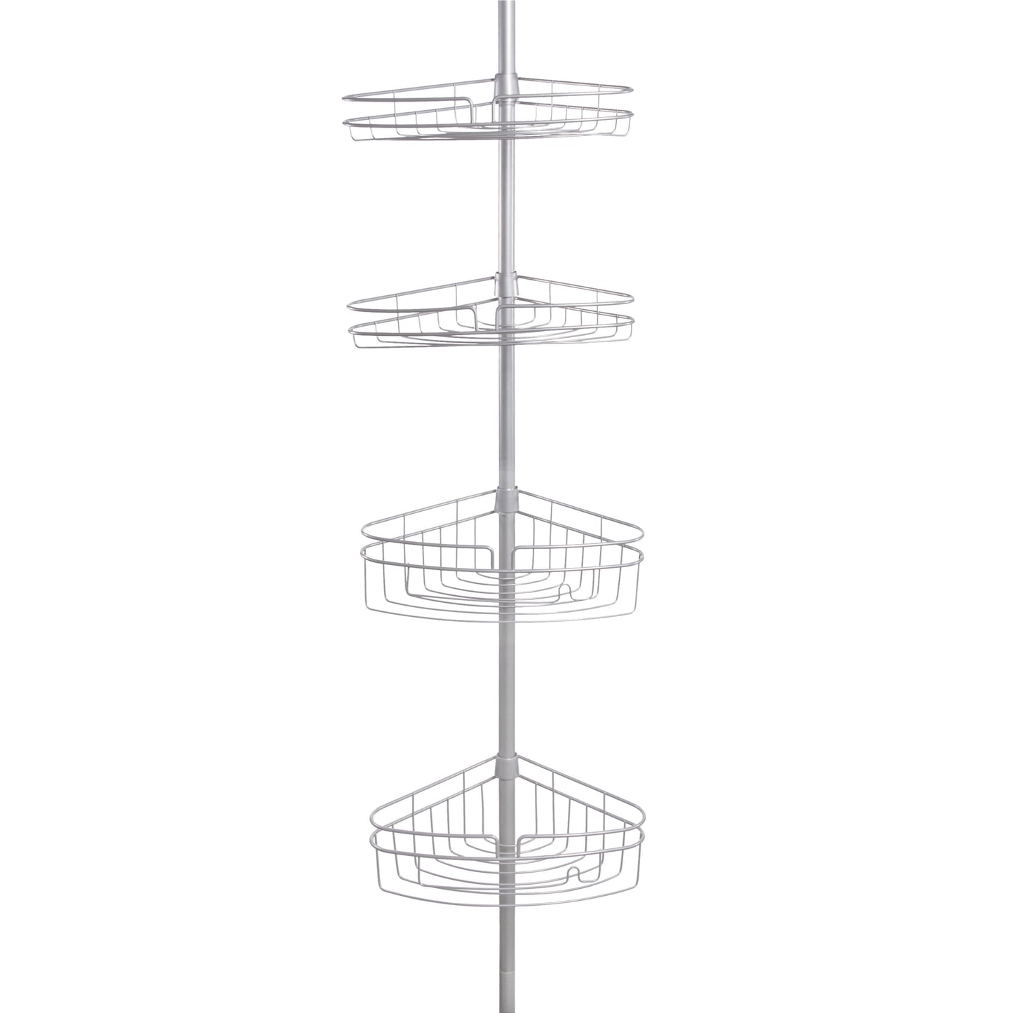 KenneyÂ® 4-Tier Spring Tension Shower Corner Pole Caddy with Razor Holder, Satin Nickel