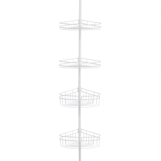 KenneyÂ®4-Tier Spring Tension Shower Corner Pole Caddy with Razor Holder, White