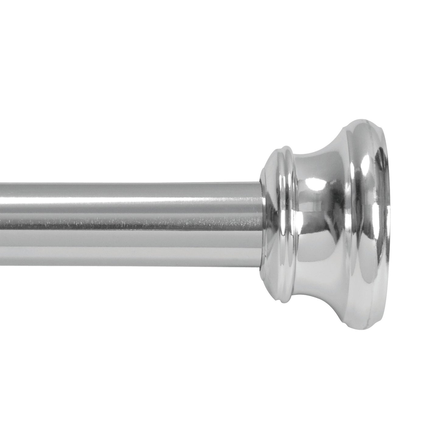 KenneyÂ® Twist & Fitâ„¢ No Tools Decorative Bell Rust-Resistant Painted Steel Straight Tension Shower Curtain Rod, 42-72", Chrome