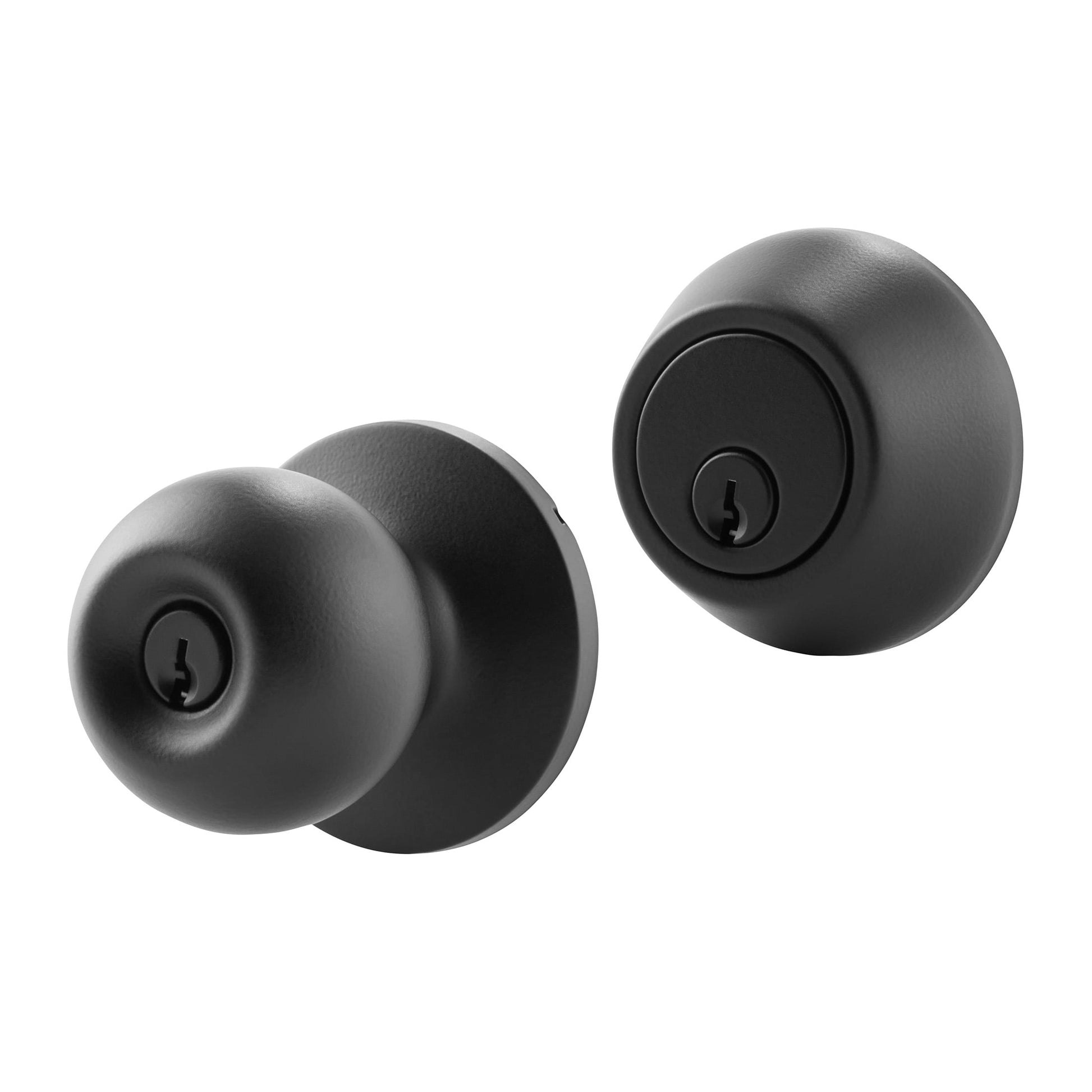 Hyper Tough Keyed Entry Ball Doorknob and Deadbolt Combo Pack, Matte Black