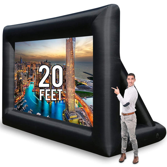 Khomo Gear Jumbo 20 Feet Inflatable Outdoor and Indoor Theater Projector Screen - Includes Inflation Fan, Tie-Downs and Storage Bag - Updated Version