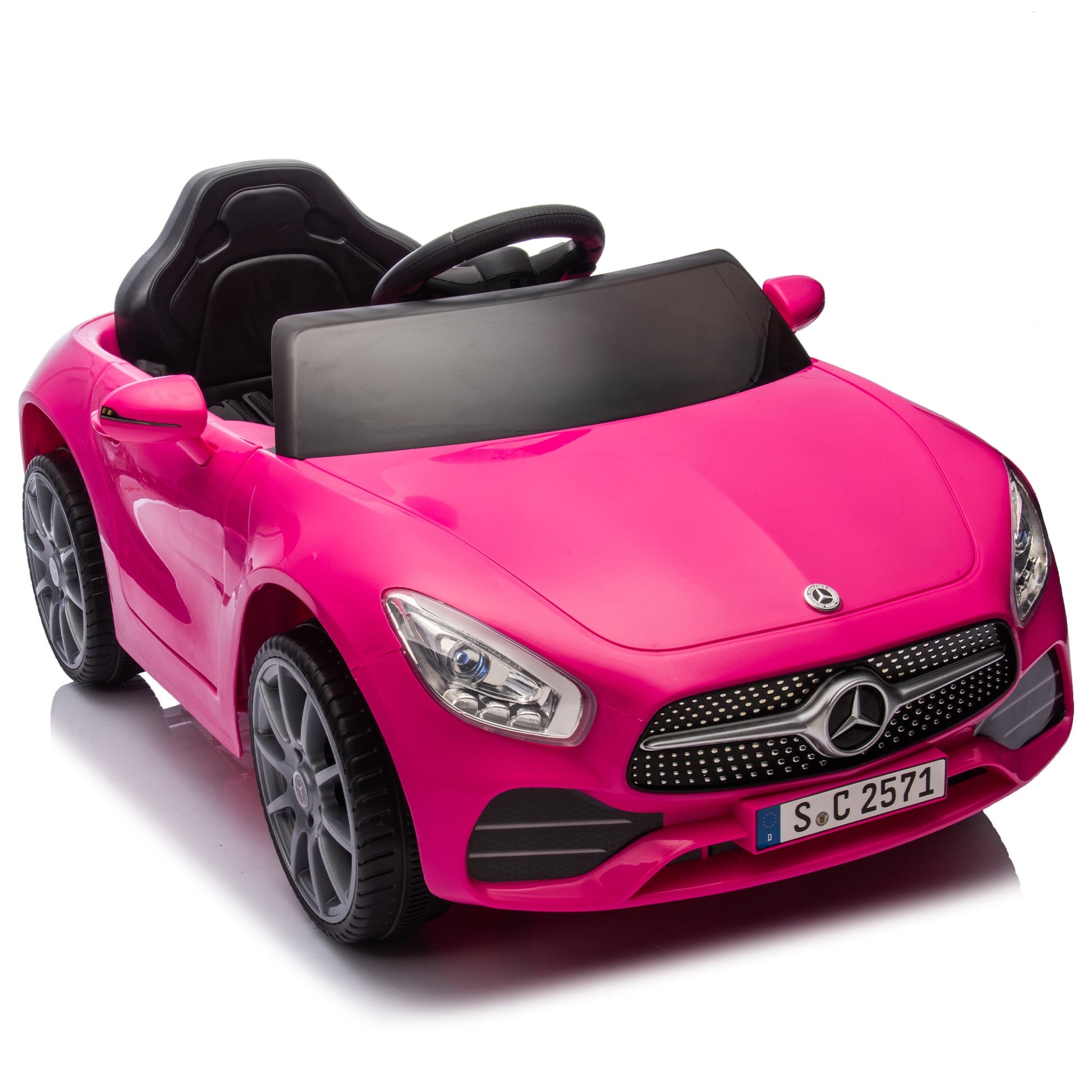 Kids Ride on Cars, 12V Powered Mercedes Benz Ride on Toys w/Remote Control, Music, Bluetooth, LED Light, USB, Power Display, Four Wheel Suspension Electric Car for Toddlers 2-4 Year Olds, Pink