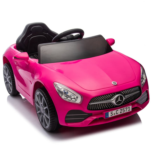 Kids Ride on Cars, 12V Powered Mercedes Benz Ride on Toys w/Remote Control, Music, Bluetooth, LED Light, USB, Power Display, Four Wheel Suspension Electric Car for Toddlers 2-4 Year Olds, Pink