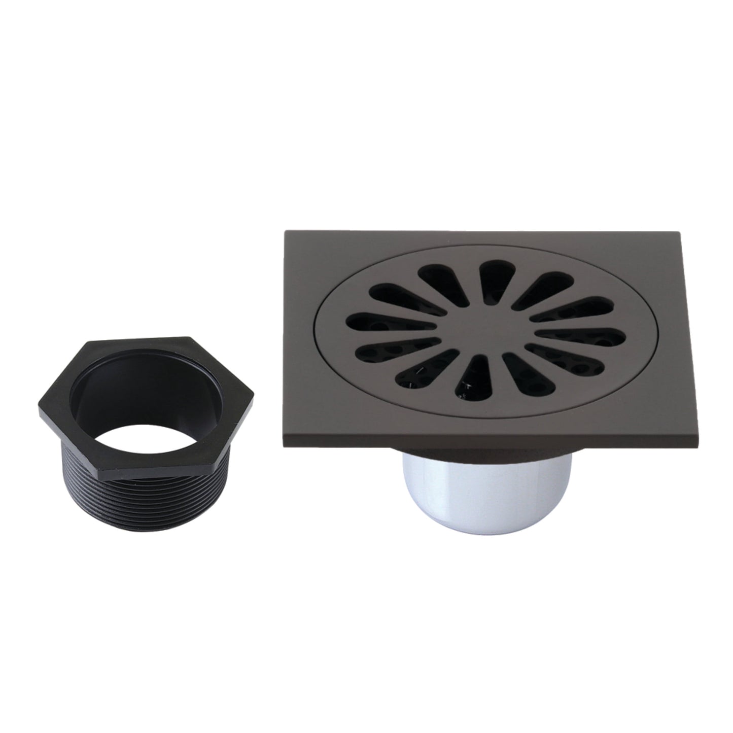 Kingston Brass BSF4161ORB Watercourse Sunburst 4-Inch Brass Square Grid Shower Drain with Hair Strainer in Oil Rubbed Bronze