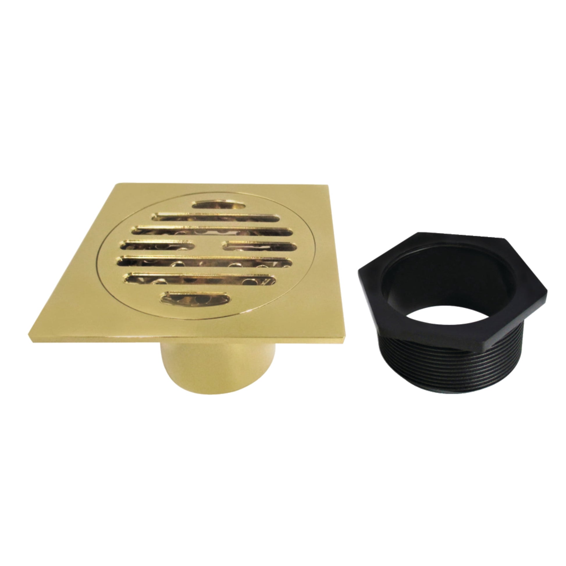 Kingston BSF4262BB Watercourse Symmetric 4-Inch Brass Square Grid Shower Drain with Hair Strainer in Brushed Brass