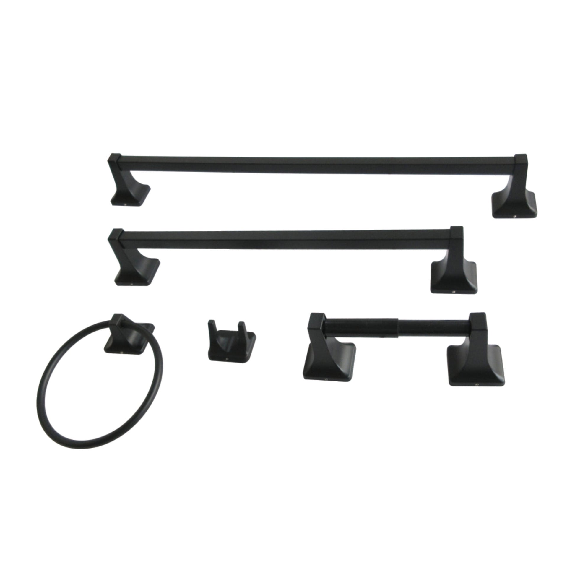 Kingston Brass BAHK60212478K Milton 5-Piece 18" and 24" Towel Bars Bathroom Accessory Set, Matte Black