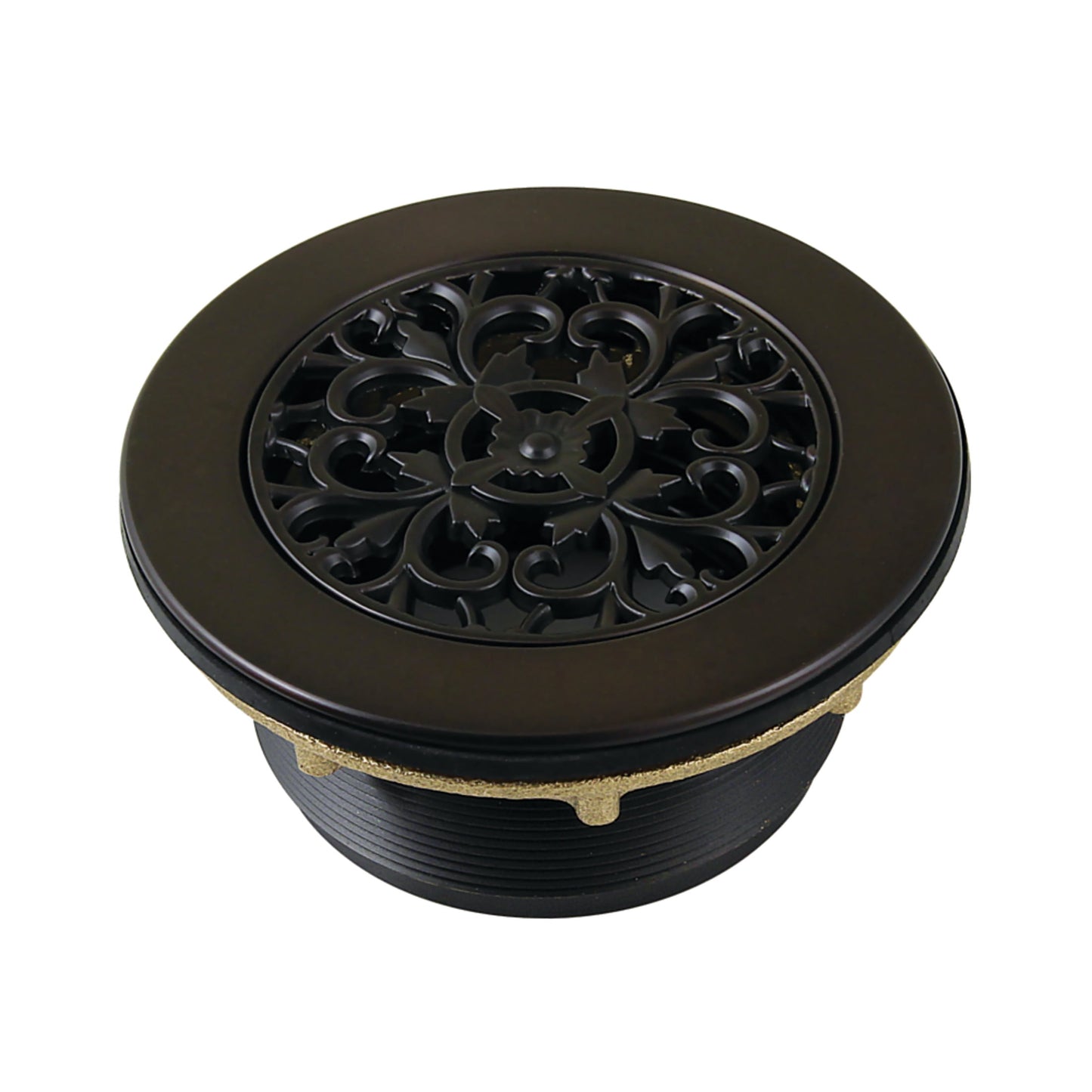 Kingston BSFT4135 Watercourse 4-1/4-Inch Brass Round Grid Shower Base Drain with Flange in Oil Rubbed Bronze