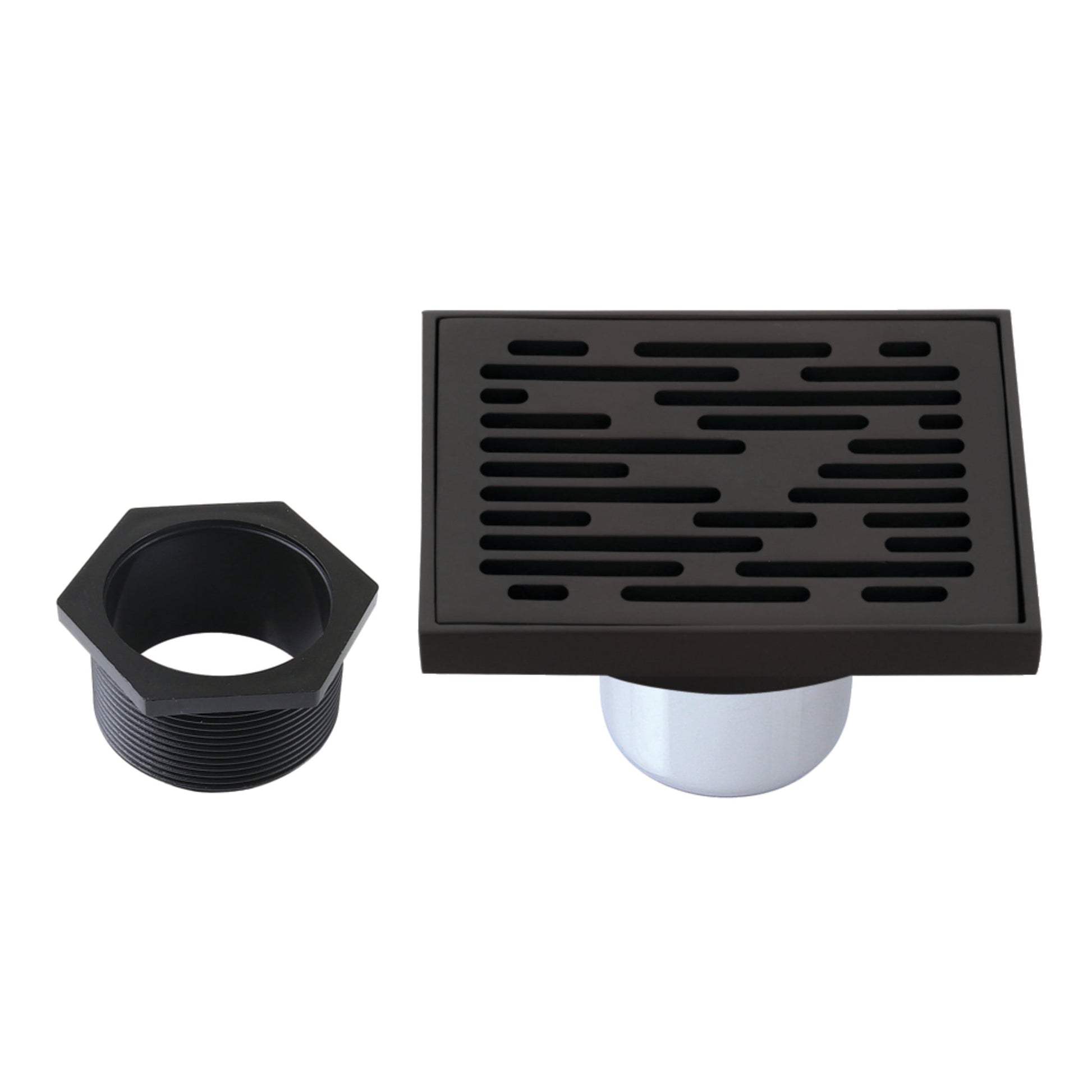 Kingston Brass BSF6310ORB Watercourse Transit 4-Inch Brass Square Grid Shower Drain with Hair Strainer in Oil Rubbed Bronze