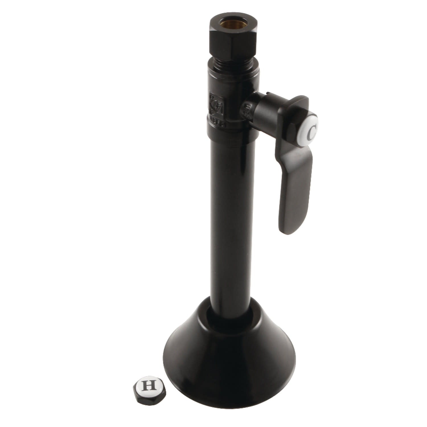 Kingston Brass CA8325BN 1/2" Sweat x 3/8" OD Comp Straight Shut Off Valve with 5" Extension, Brushed Nickel