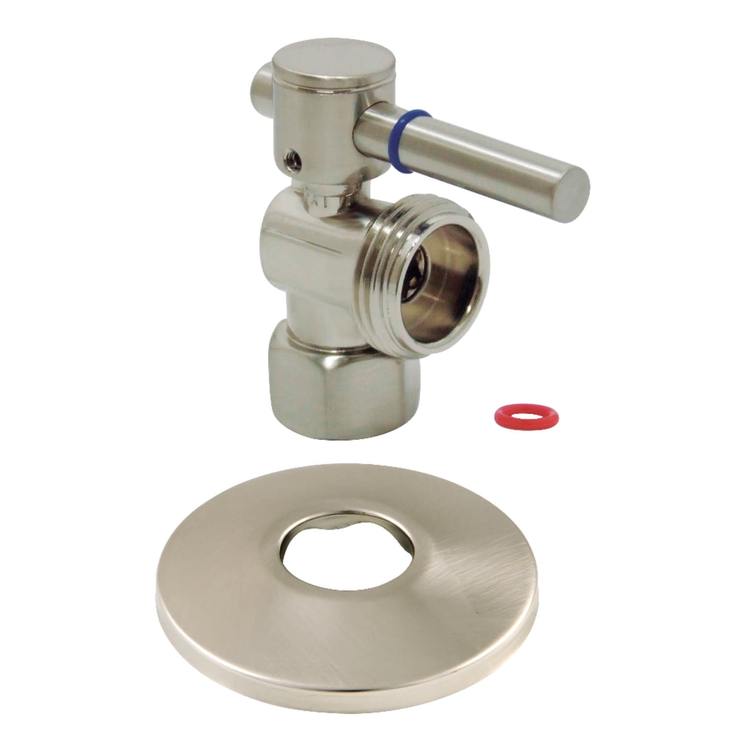 Kingston Brass CC13008DLK 1/2" FIP x 3/4" Hose Thread Angle Stop Valve with Flange, Brushed Nickel