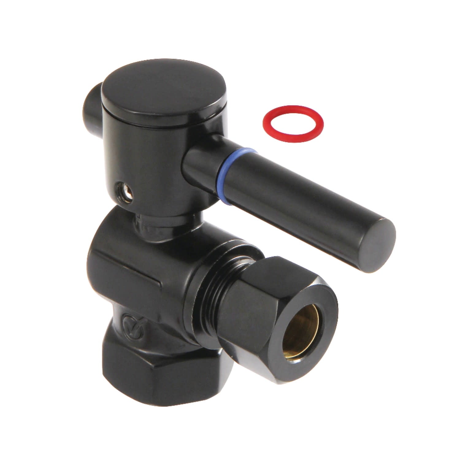 Kingston Brass CC33100DL 3/8" FIP x 3/8" OD Comp Quarter-Turn Angle Stop Valve, Matte Black