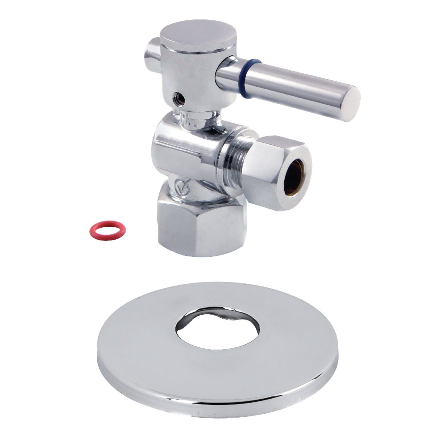 Kingston Brass CC43101DLK 1/2" FIP x 3/8" OD Comp Quarter-Turn Angle Stop Valve with Flange, Polished Chrome