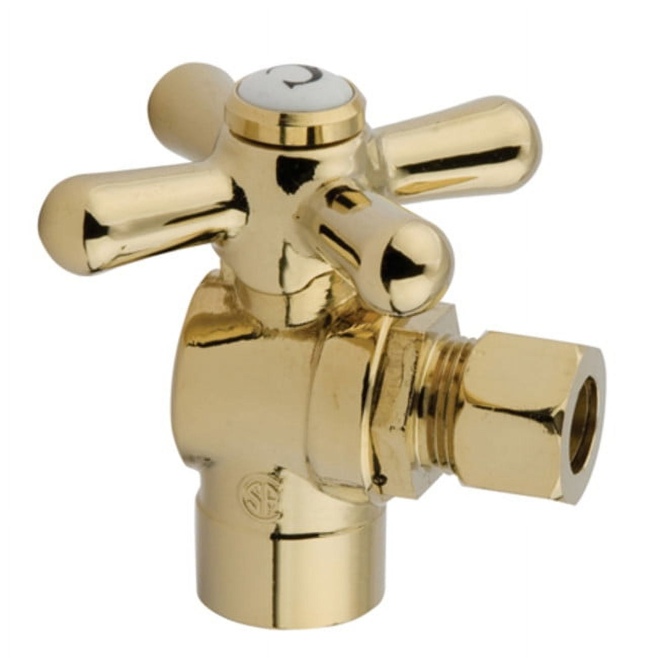 Kingston Brass CC43202X 1/2" Sweat x 3/8" OD Comp Angle Stop Valve, Polished Brass