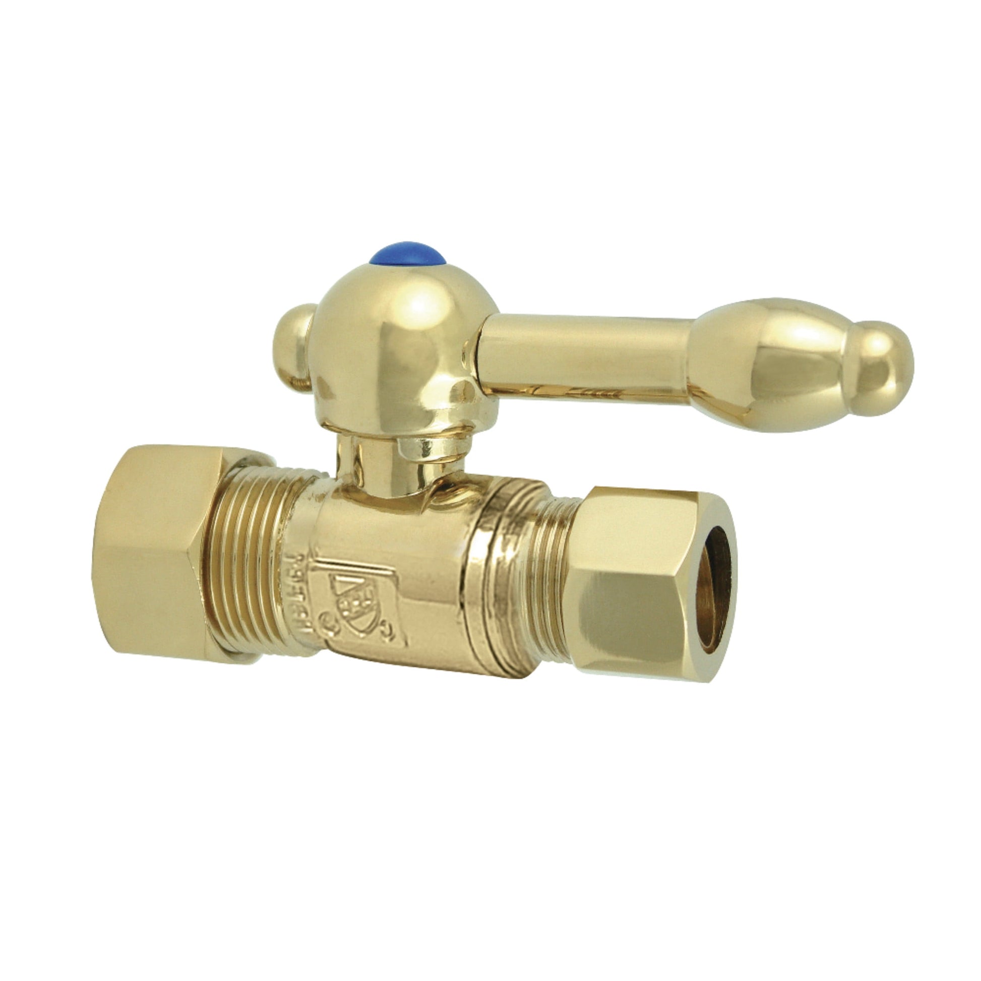 Kingston Brass CC44452KL 5/8-Inch O.D. Comp x 1/2-Inch O.D. Comp Quarter-Turn Straight Shut-Off Valve in Polished Brass
