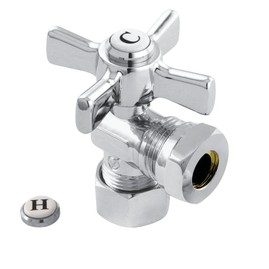 Kingston Brass CC54301ZX 5/8-Inch O.D. Comp x 1/2-Inch or 7/16-Inch Slip Joint Quarter-Turn Angle Shut-Off Valve in Polished Chrome