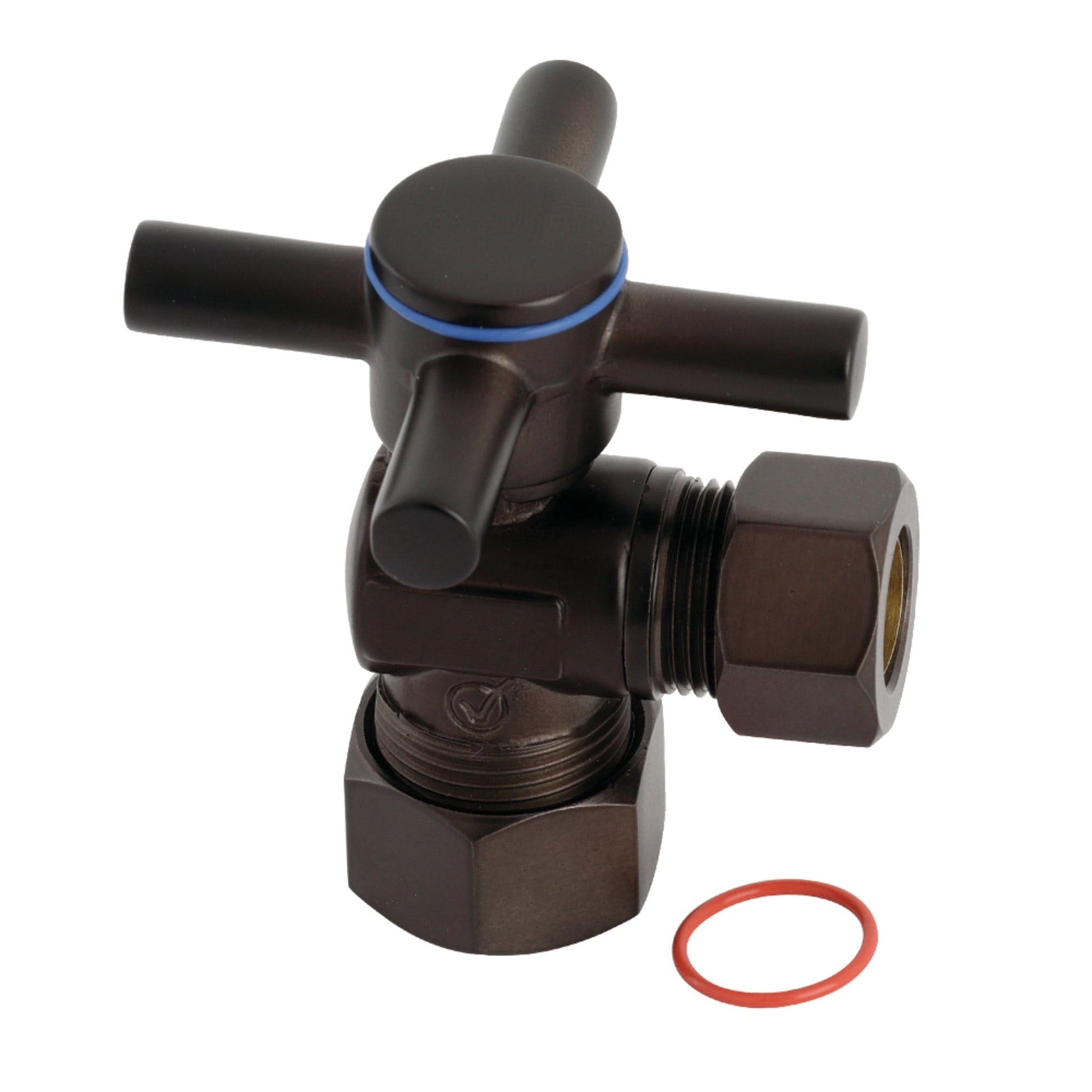 Kingston Brass CC54405DX 5/8-Inch O.D. Comp x 1/2-Inch O.D. Comp Quarter-Turn Angle Shut-Off Valve in Oil Rubbed Bronze