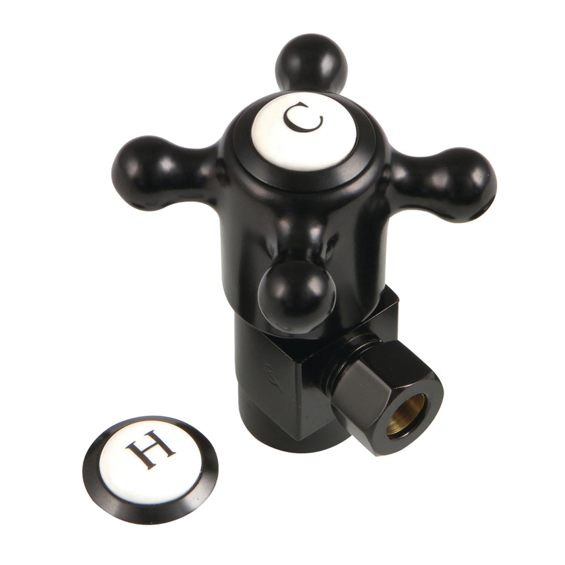 Kingston Brass CD43300BX 1/2-Inch FIP x 3/8-Inch O.D. Anti-Seize Deluxe Quarter-Turn Ceramic Hardisc Cartridge Angle Stop in Matte Black