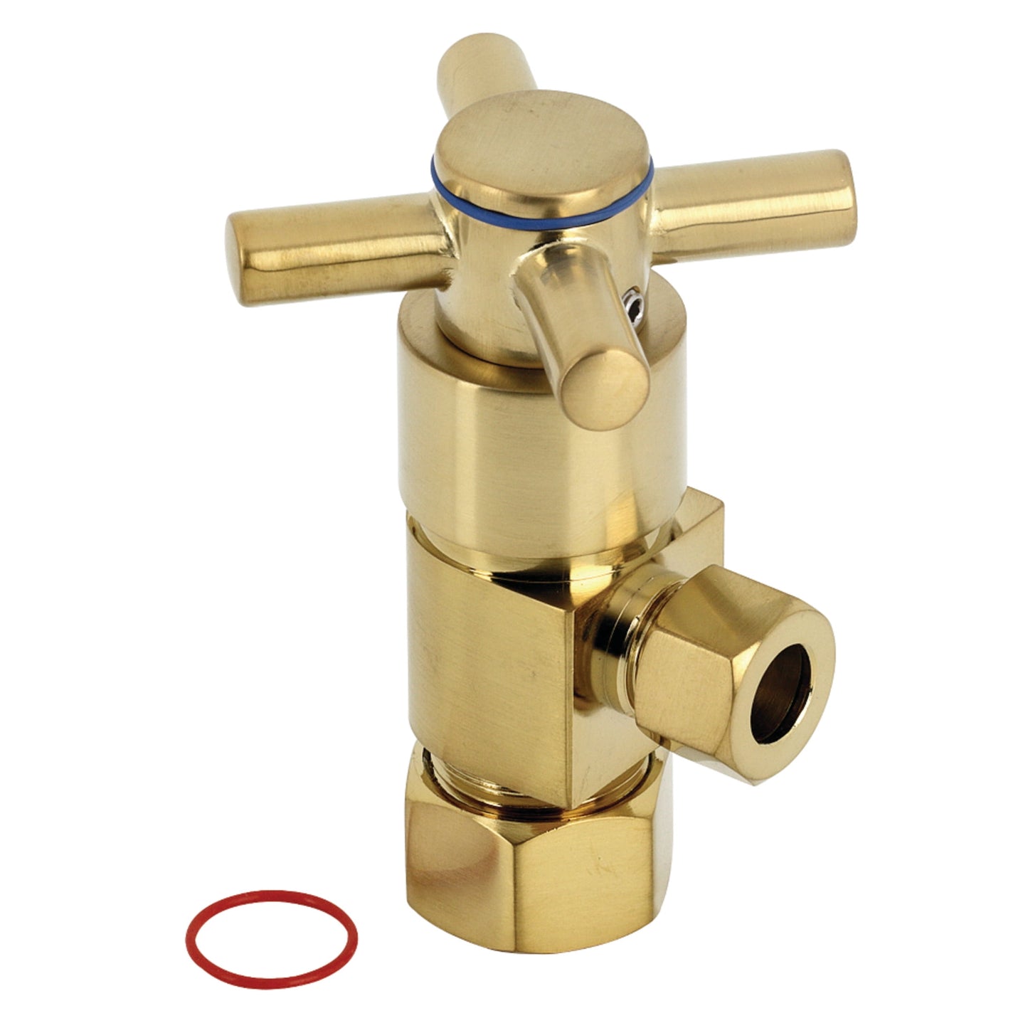 Kingston Brass CD53307DX 5/8-Inch O.D. Comp x 3/8-Inch O.D. Comp Anti-Seize Deluxe Quarter-Turn Ceramic Hardisc Cartridge Angle Stop in Brushed Brass