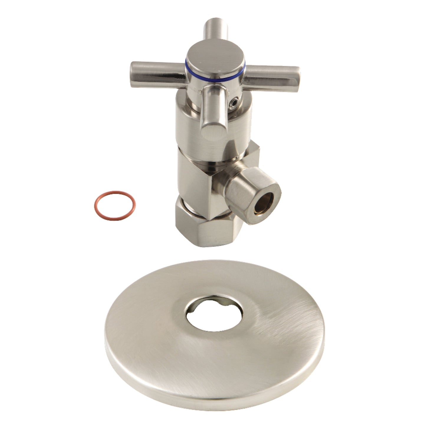 Kingston Brass CD53300DXK 5/8-Inch O.D. Comp x 3/8-Inch O.D. Comp Anti-Seize Deluxe Quarter-Turn Ceramic Hardisc Cartridge Angle Stop with Flange in Matte Black