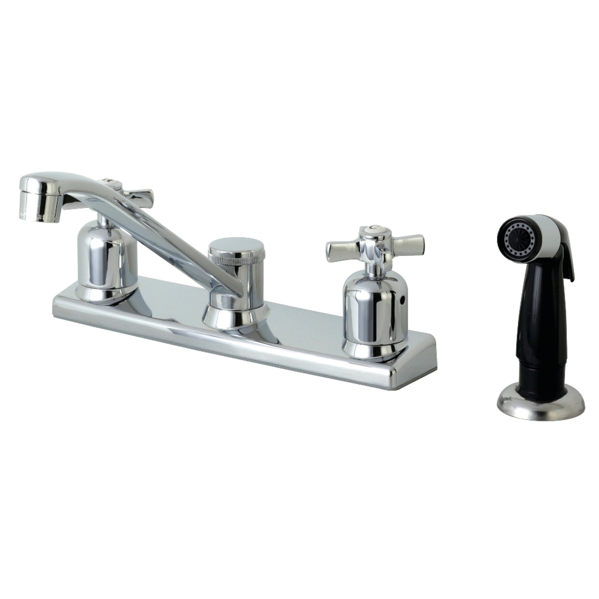 Kingston FB122ZX Millennium Two-Handle 4-Hole 8" Centerset Kitchen Faucet with Side Sprayer in Polished Chrome
