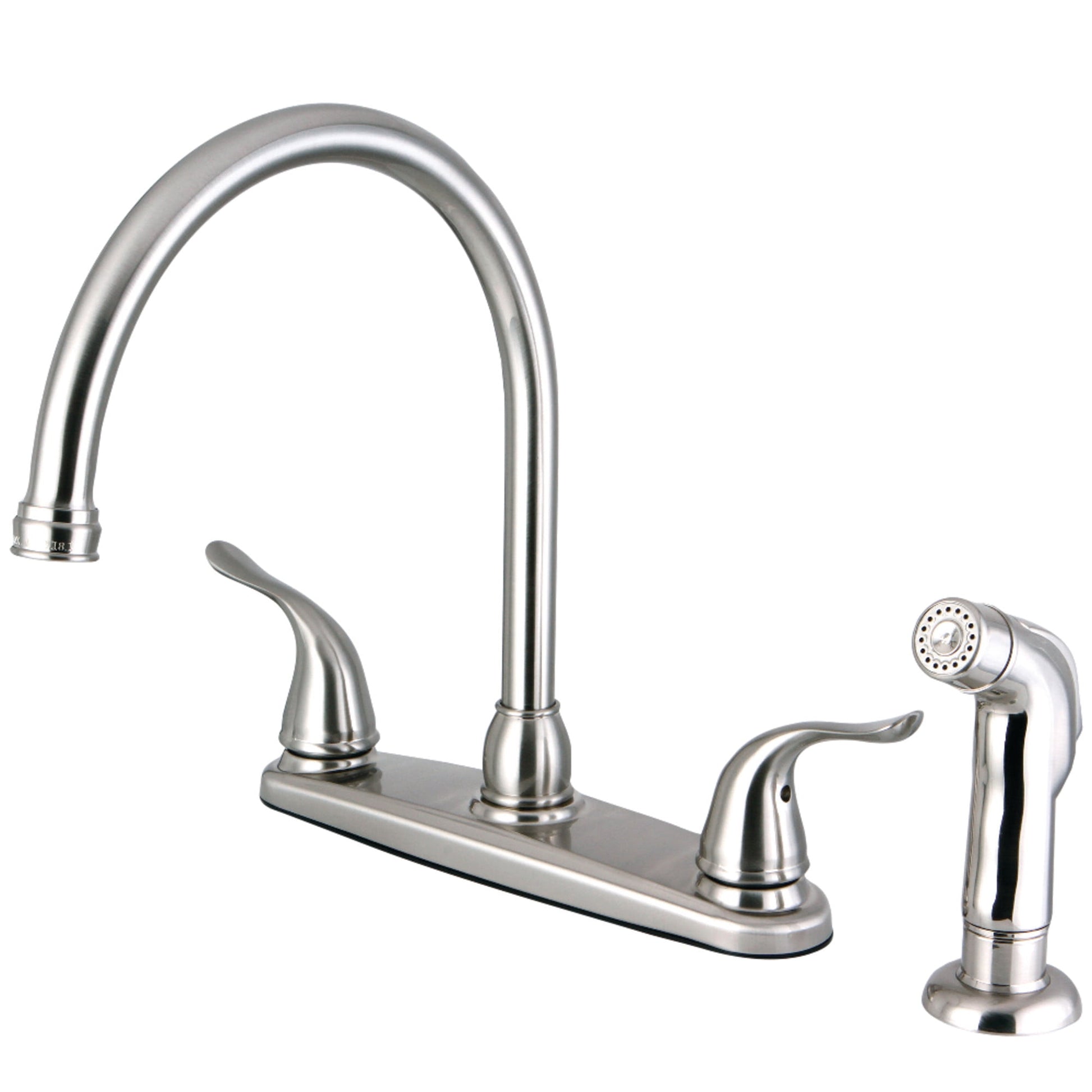 Kingston FB2798YLSP Yosemite Two-Handle 4-Hole 8" Centerset Kitchen Faucet with Side Sprayer in Brushed Nickel